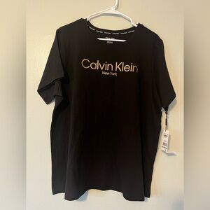 NWT Calvin Klein Black and Gold Short Sleeve Tee